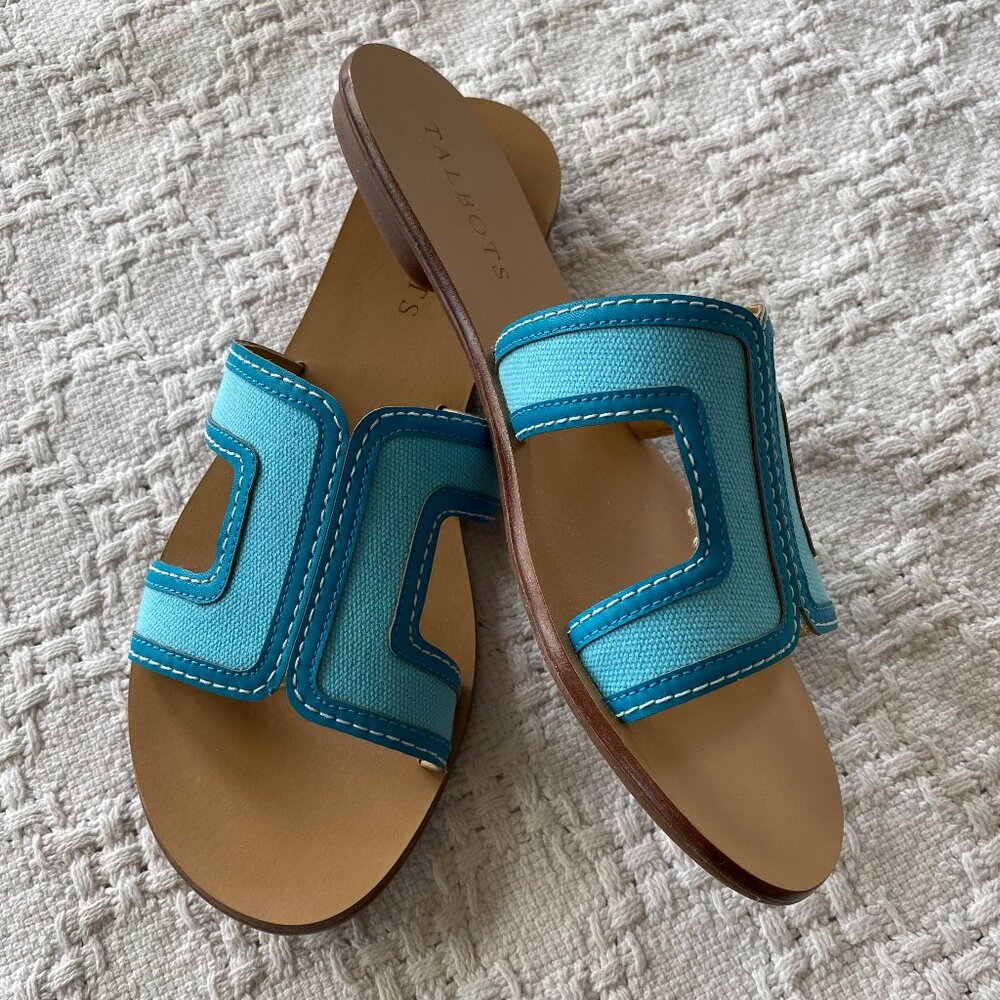 Talbots Hannah slides, size 6, turquoise